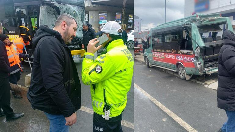 Silivride İETT otobüsüyle yolcu minibüsü çarpıştı Yaralılar var...