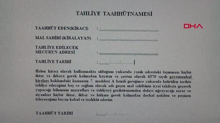 Kirayla aynı tarihli taahhütname geçersiz