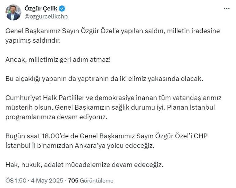 SON DAKİKA | CHP lideri Özgür Özel AKM çıkışında yumruklu saldırıya uğradı