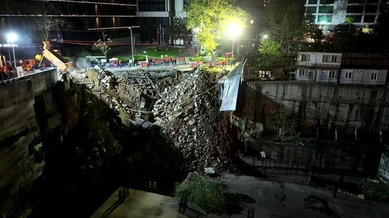 Maslak’ta çöken yolda çalışmalar sürüyor