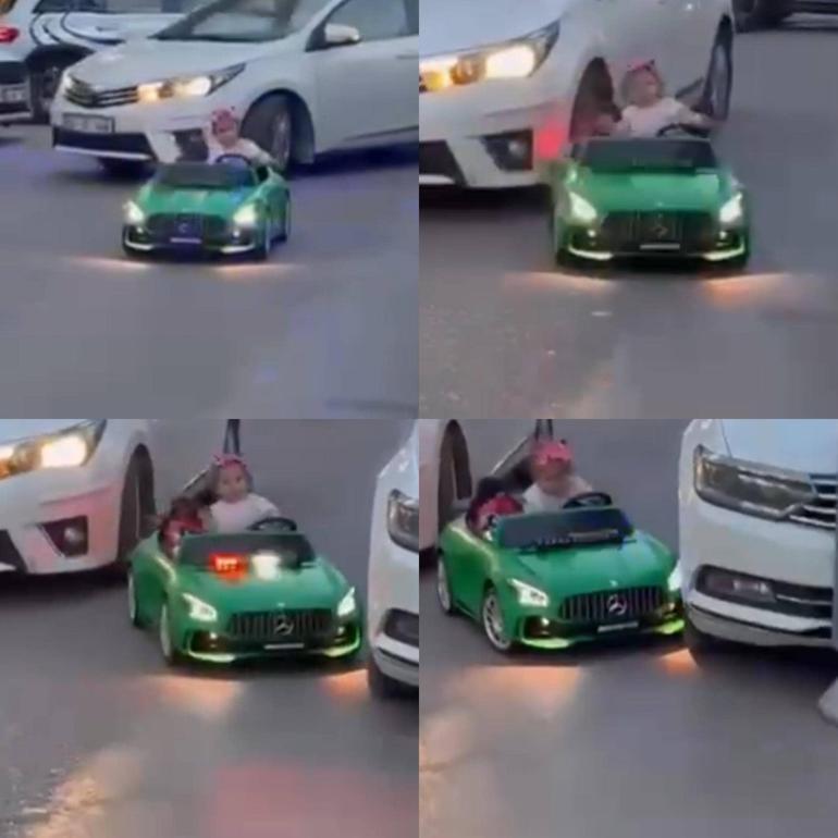 Akülü araca otomobil çarptı 1 yaşındaki kız çocuğu saniyelerle ölümden döndü...