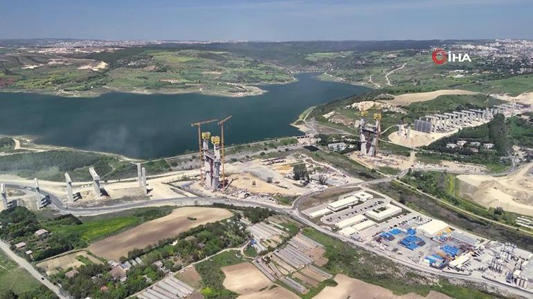 Kanal İstanbuldan son görüntü: Sazlıdere Köprüsünün ayakları 100 metreyi aştı