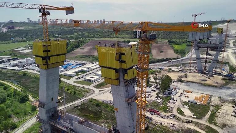 Kanal İstanbuldan son görüntü: Sazlıdere Köprüsünün ayakları 100 metreyi aştı