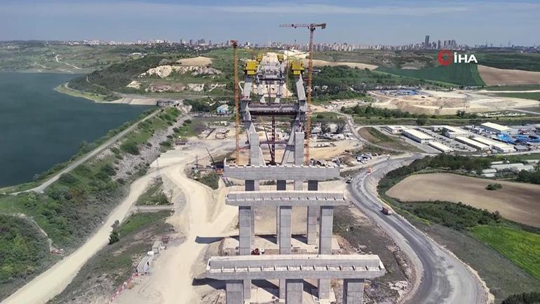 Kanal İstanbuldan son görüntü: Sazlıdere Köprüsünün ayakları 100 metreyi aştı