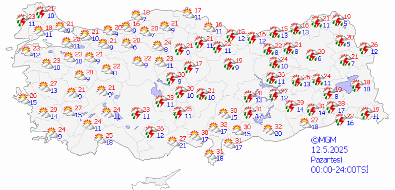 SON DAKİKA HAVA DURUMU TAHMİNLERİ: Meteoroloji tarih verdi: Yağmur Bekleniyor Bugün (12 Mayıs) Hava Nasıl Olacak