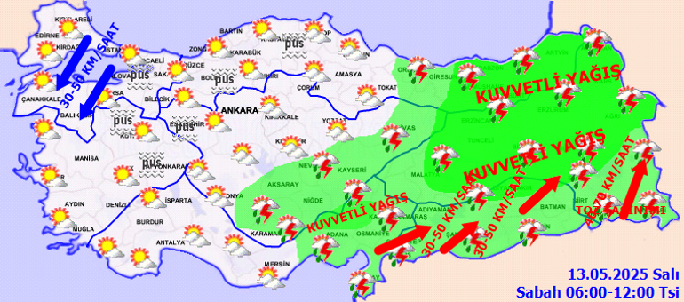 SON HAVA DURUMU TAHMİNLERİ: Meteorolojiden 4 Bölgeye Uyarı 13 Mayıs Bugün Hava Nasıl Olacak