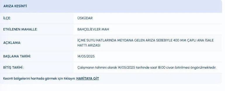 7 Saat Su Verilmeyecek 14 Mayıs İSKİ Su Kesintisi| İstanbulda Sular Ne Zaman Gelecek Üsküdar ve Ümraniye Su Kesintisi Ne Zaman Bitecek
