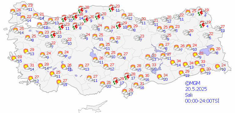 20 MAYIS 2025 İL İL HAVA DURUMU: Sıcaklık Artıyor, Yağışlar Etkisini Yitiriyor Bugün Hava Nasıl Olacak