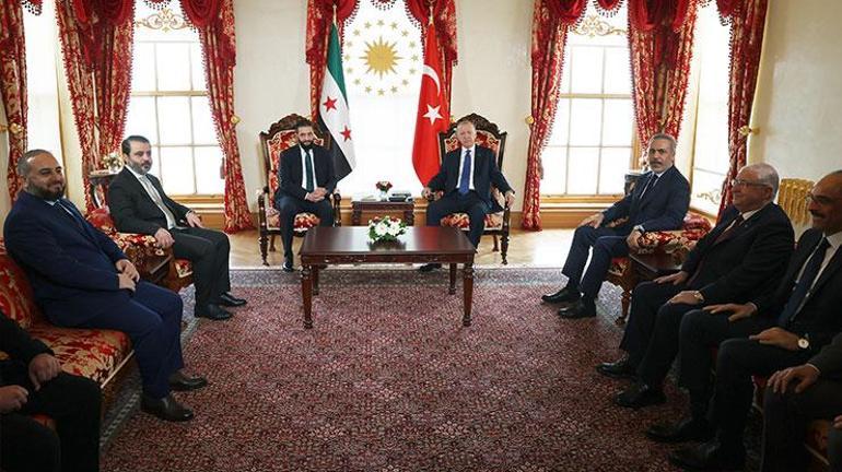 SON DAKİKA... Cumhurbaşkanı Erdoğan, Şara ile görüştü Dolmabahçede kritik zirve