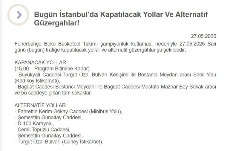 İSTANBULDA YOLLAR KAPALI: Bağdat Caddesi Kapalı Mı İşte İstanbulda Kapanan Güzergahlar ve Detaylar