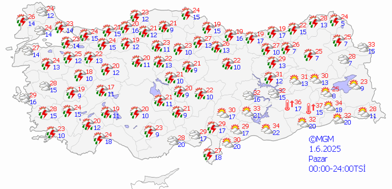 BUGÜN (1 HAZİRAN) HAVA NASIL OLACAK Meteorolojiden sağanak uyarısı