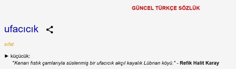 Ufacıcık TDK TDKye göre hangisi çok küçük anlamına gelir