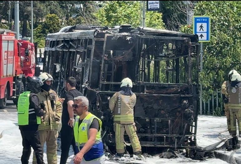 Sarıyerde korku dolu anlar İETT otobüsü küle döndü