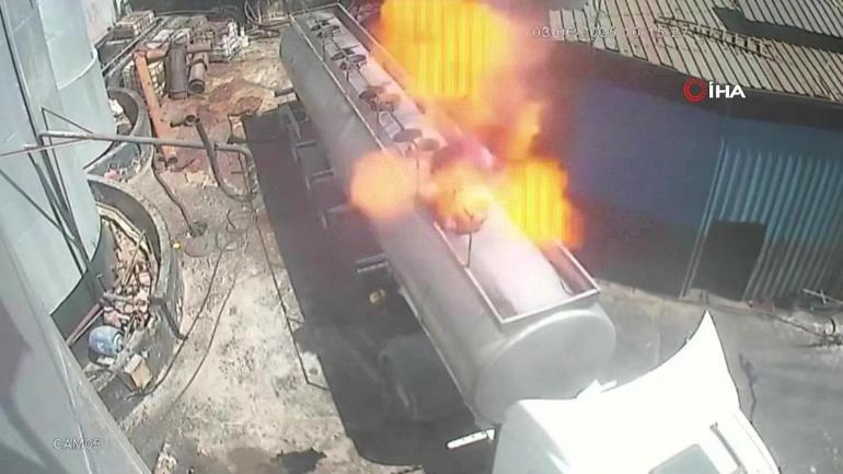 Tedbirsizliği canına mal oluyordu Tanker kapağı bomba gibi patladı, metrelerce savruldu