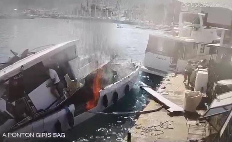 Bodrum marinada yakıt ikmali yapılan tekne patladı