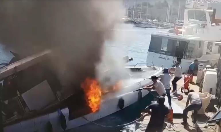 Bodrum marinada yakıt ikmali yapılan tekne patladı