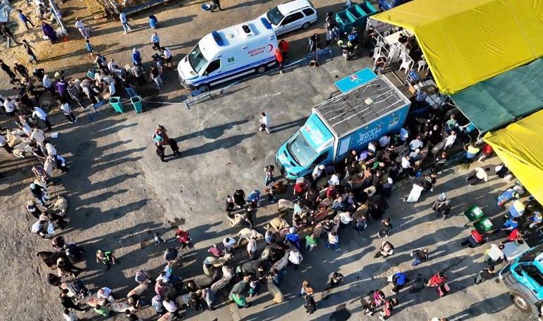 Kurban kesim alanlarında yoğunluk havadan görüntülendi