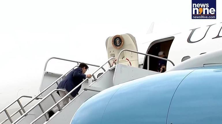 Trump merdiven çıkarken tökezledi