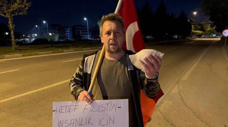 Eskişehirden yola Gazze için çıktı Savaş için değil barış için yürüyelim