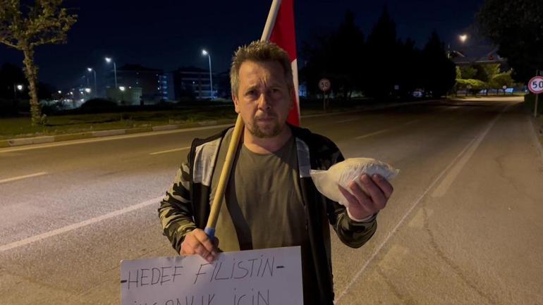Eskişehirden yola Gazze için çıktı Savaş için değil barış için yürüyelim