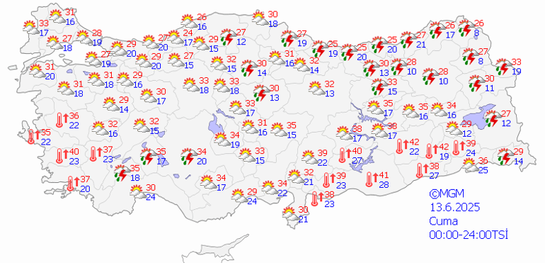 13 Haziran 2025 Cuma Hava Durumu Tahminleri: Sağanak Yağış ve Toz Taşınımı Uyarısı