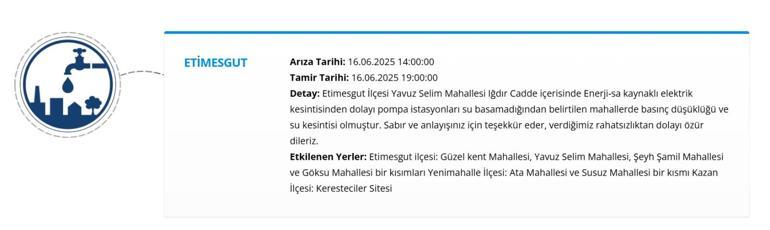 16 HAZİRAN ASKİ ANKARA SU KESİNTİSİ: Ankarada Sular Ne Zaman Gelecek ASKİ Ankara Su Kesintisi Sorgulama