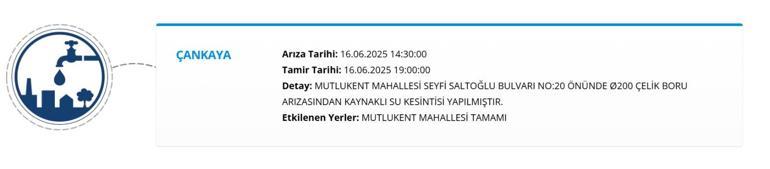 16 HAZİRAN ASKİ ANKARA SU KESİNTİSİ: Ankarada Sular Ne Zaman Gelecek ASKİ Ankara Su Kesintisi Sorgulama