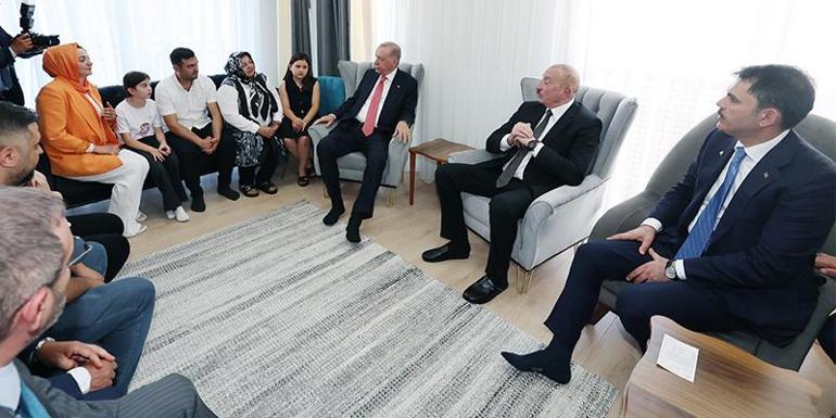 Erdoğan ve Aliyevden depremzede aileye sürpriz ziyaret