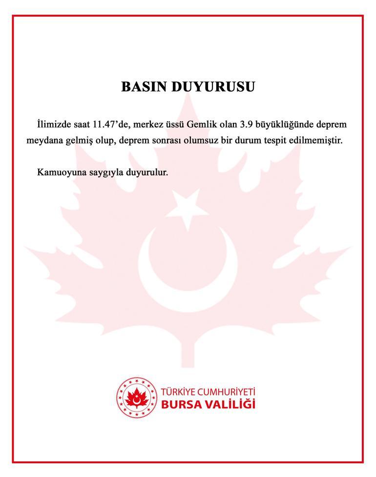 AFAD duyurdu: Bursada 70 dakika arayla ikinci deprem İstanbul ve Yalovada hissedildi