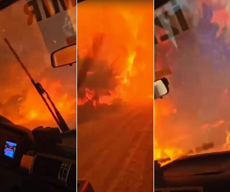 İzmir Bucadaki orman yangınında ekipler alevlerin arasında kaldı