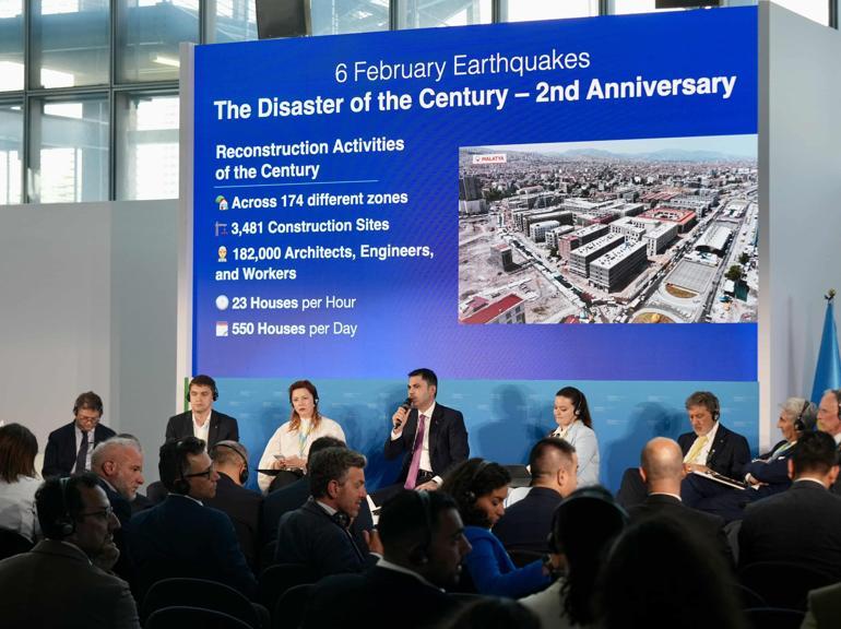 Bakan Kurum, Türkiyenin deprem sonrası inşa başarısını Romada anlattı: Saatte 23, günde 550 konut üretiyoruz