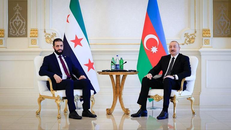 Suriye lideri Şara, Baküde Aliyev ile görüştü