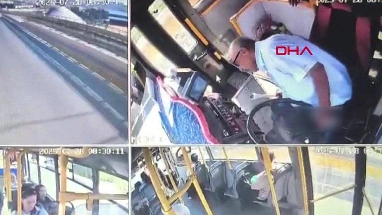 Gaziantepte otobüs şoförü direksiyonda kalp krizi geçirdi