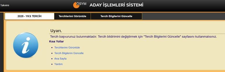  YKS tercih onaylama ve değiştirme ekranı İşte son gün tercih değiştirme işlemi YKS tercih listesi değiştirilebilir mi