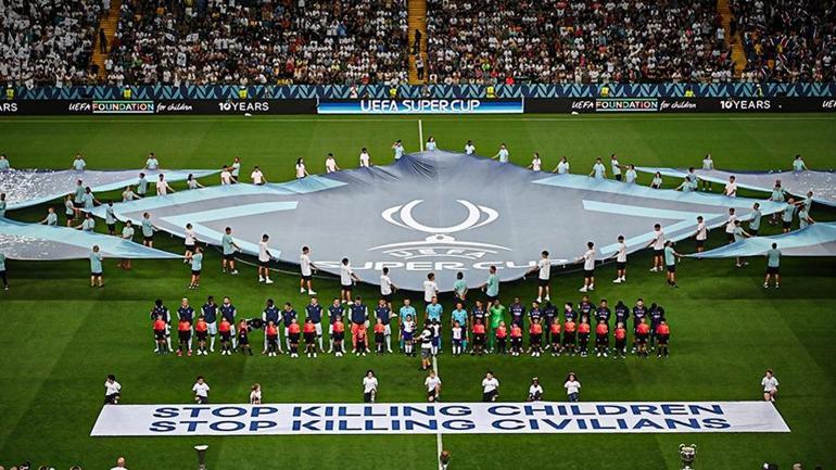 UEFAnın PSG-Tottenham maçı öncesi açtığı pankart tartışma yarattı: Yine İsrail diyemedi