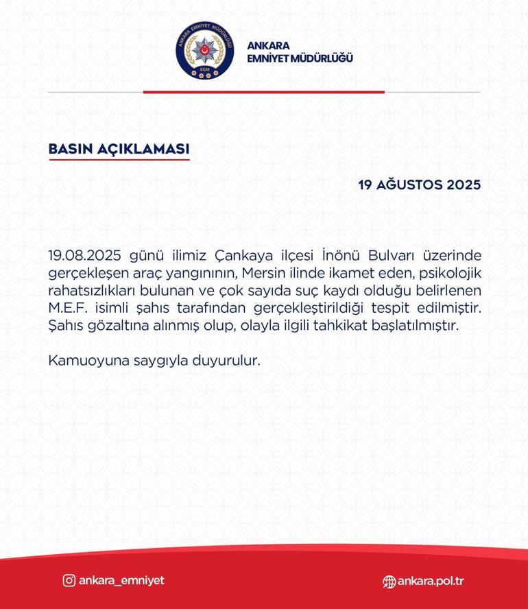 SON DAKİKA... TBMM önünde araç yangını: 1 kişi gözaltına alındı