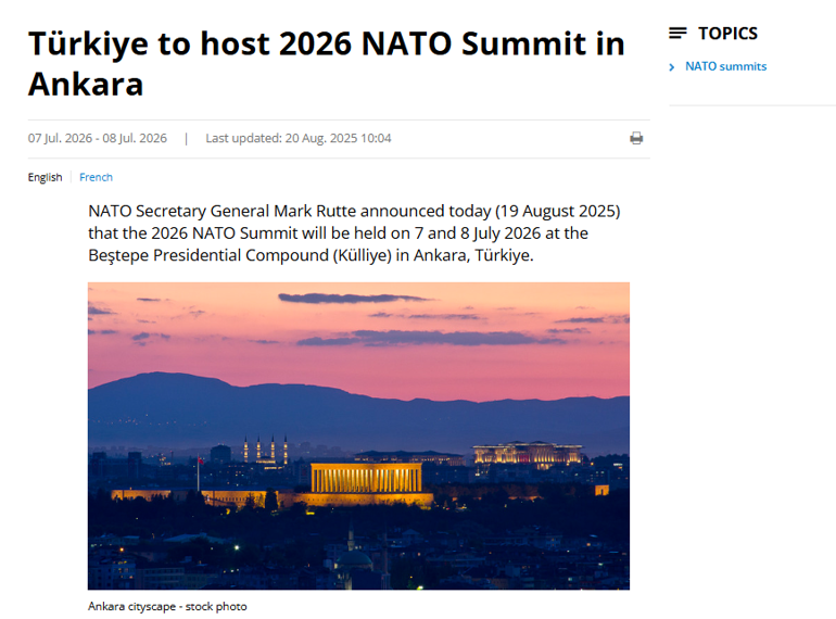 2026 NATO Zirvesi Ankara’da: Liderler Beştepede buluşacak