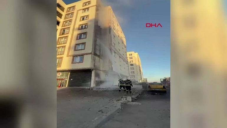 Erzurumda 7 katlı binada korkutan yangın