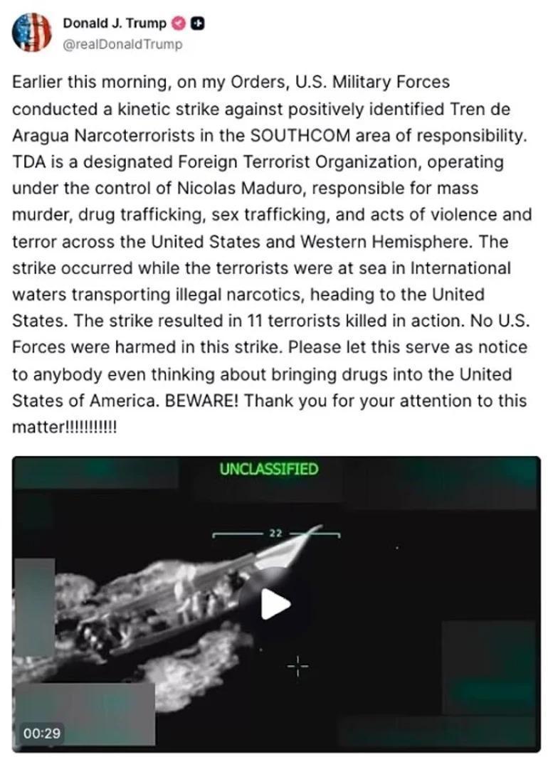 ABD-Venezuela arasında tansiyon yükseliyor Trump duyurdu: O gemi vuruldu 11 ölü... Maduro: Ellerini kana bulamak istiyorlar