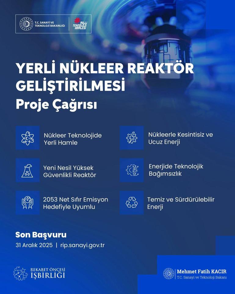 Türkiye, yerli nükleer reaktör geliştirme çağrısı başlattı Bakan Kacır: Türkiye, nükleer enerji teknolojilerinde kendi yolunu açıyor