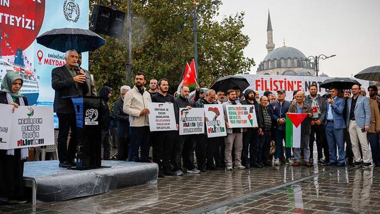 Eminönü’nde Gazze için özgürlük nöbeti