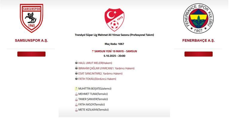 SAMSUNSPOR FENERBAHÇE MAÇ SAATİ VE KANALI: Süper Lig Samsunspor Fenerbahçe Maçı Saat Kaçta, Hangi Kanalda