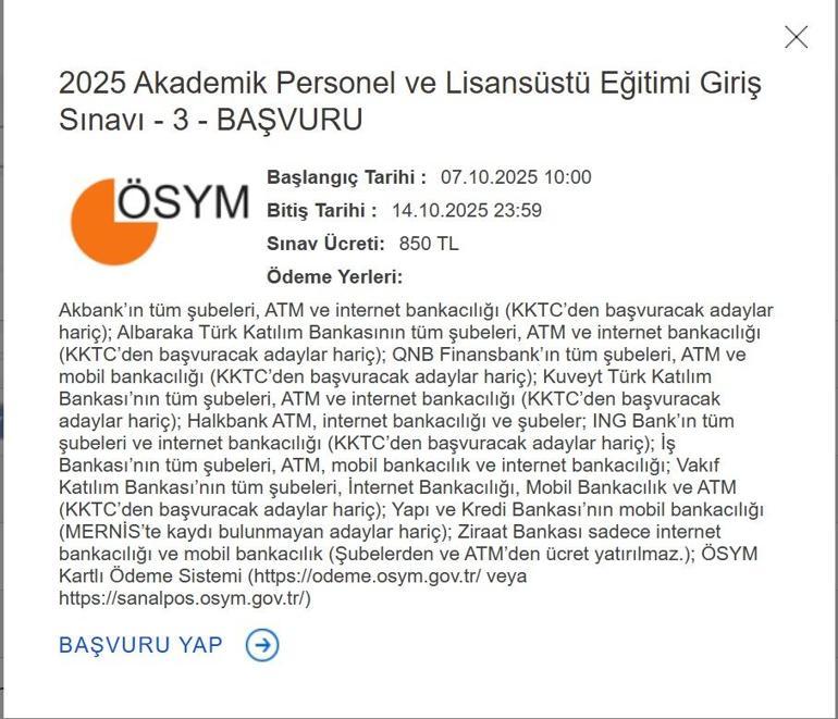 ALES/3 BAŞVURU EKRANI: ALES Ne Zaman 2025 ÖSYM ALES Başvurusu Nasıl Yapılır Başvuru Ücreti Ne Kadar