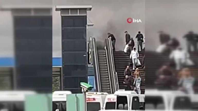 Beylikdüzünde yürüyen merdiven yangını İşte o anlar...