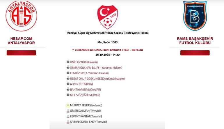 ANTALYASPOR BAŞAKŞEHİR MAÇI CANLI İZLE: Antalyaspor Başakşehir Maçı Canlı & Şifresiz İzle Maç Hangi Kanalda, Saat Kaçta İşte Maç Kadrosu...