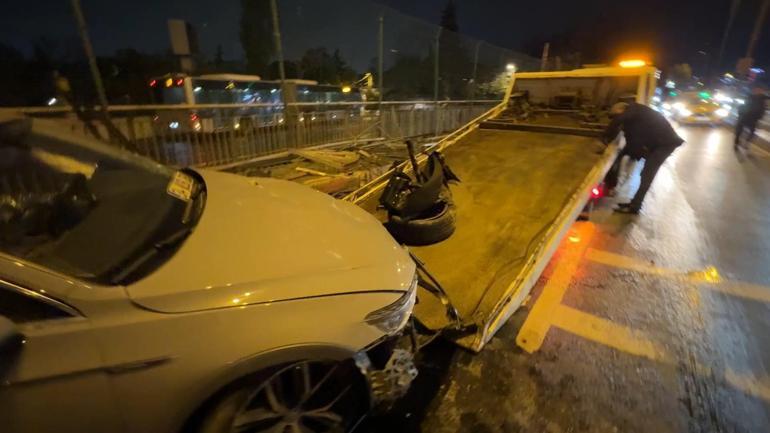 Bariyerleri parçalayarak yayalara çarptı