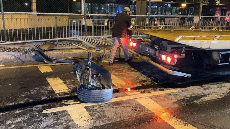 Bariyerleri parçalayarak yayalara çarptı