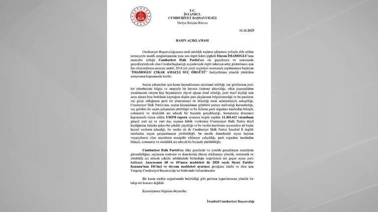 Başsavcılıktan CHP’ye kapatma talebi iddialarına yalanlama geldi