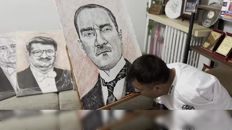 Olmayan kollarıyla hayata tutundu: Ağzıyla birbirinden güzel resimler çiziyor