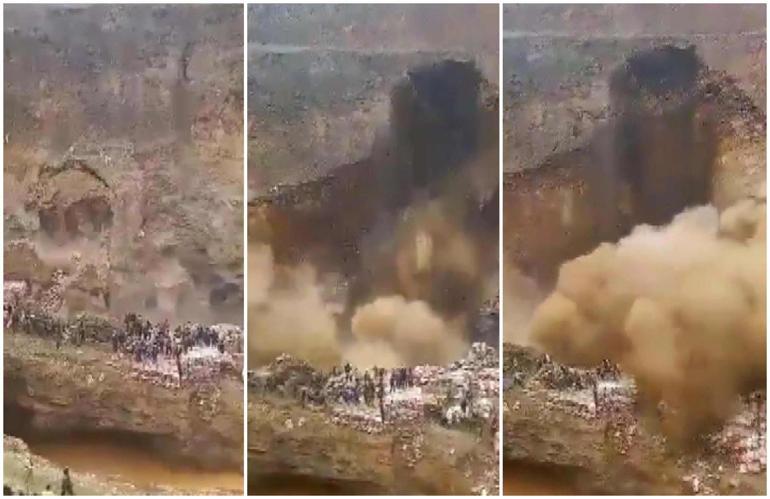 Kongoda maden sahasında göçük Facianın geldiği anlar kamerada: 70 ölü...